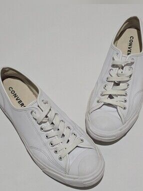 Converse Jack Purcell White Leather Low Top Sneakers Men's 9 Women's 10.5